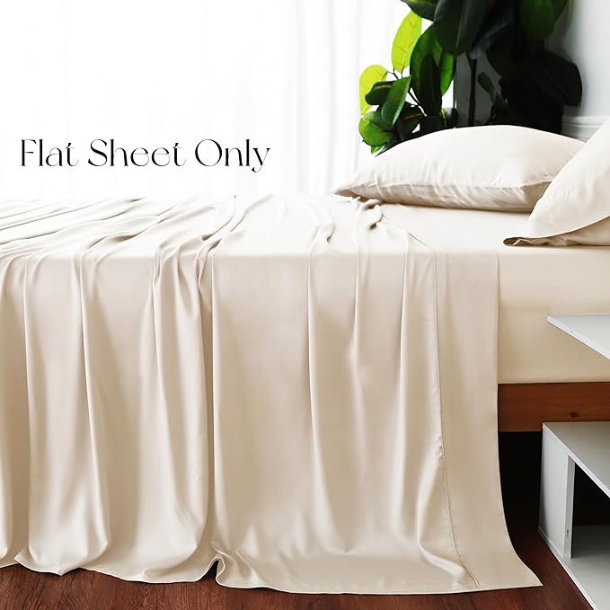 Bamboo Viscose Flat Sheets Only, 400 Thread Count Sateen Weave Cal King Size - Image 4