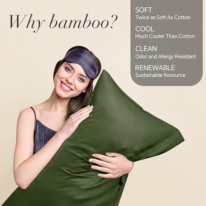 BEDELITE Standard Pillow Cases Set of 2, Rayon Derived from Bamboo, Cooling - Image 2