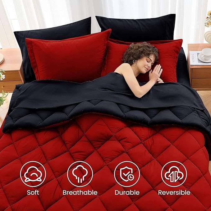 MUXHOMO 5 Pieces Twin Comforter Set, Reversible Bed in a Bag Twin Size - Image 6