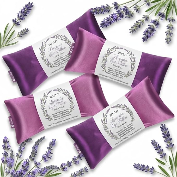 Lavender Eye Pillow for Relaxation, Weighted Eye Mask Heated for Headache - Image 3