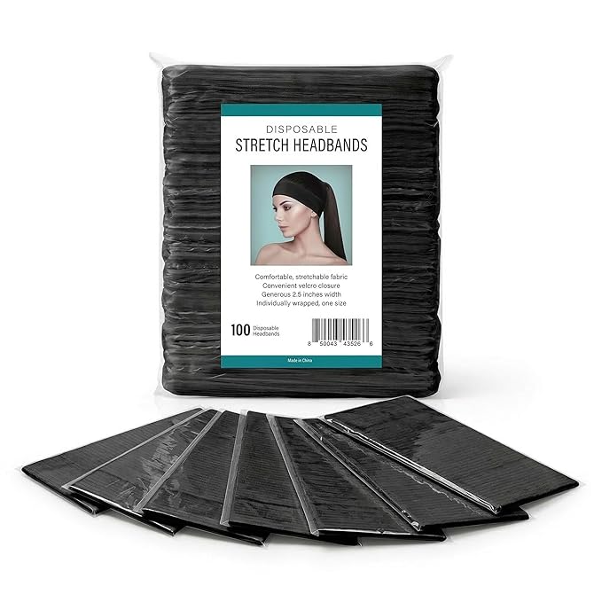 APPEARUS Disposable Stretch Facial Headbands, Snag-Free Adhesive Tab Closure - Image 9