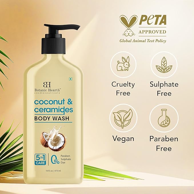 Botanic Hearth Coconut & Ceramides Body Wash – Hydrating Shower Gel - Image 4