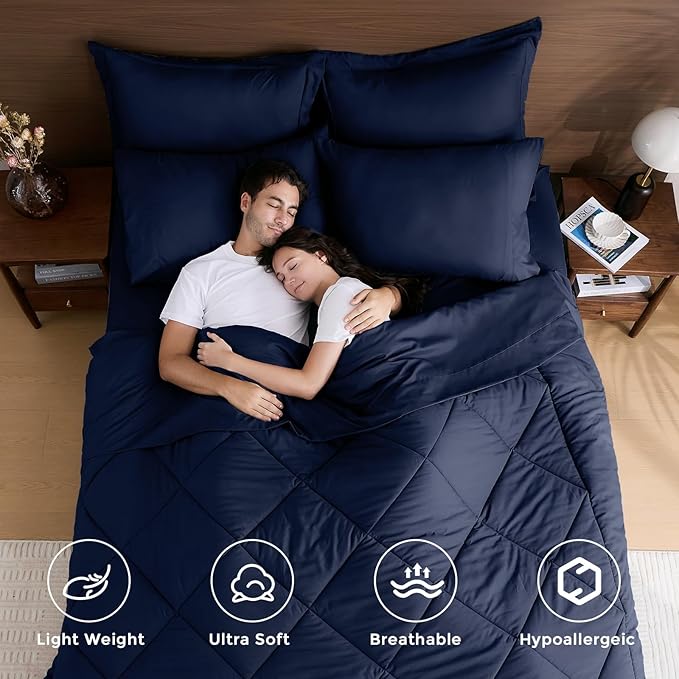 HEVUMYI Navy Blue Twin Comforter Set - Image 2