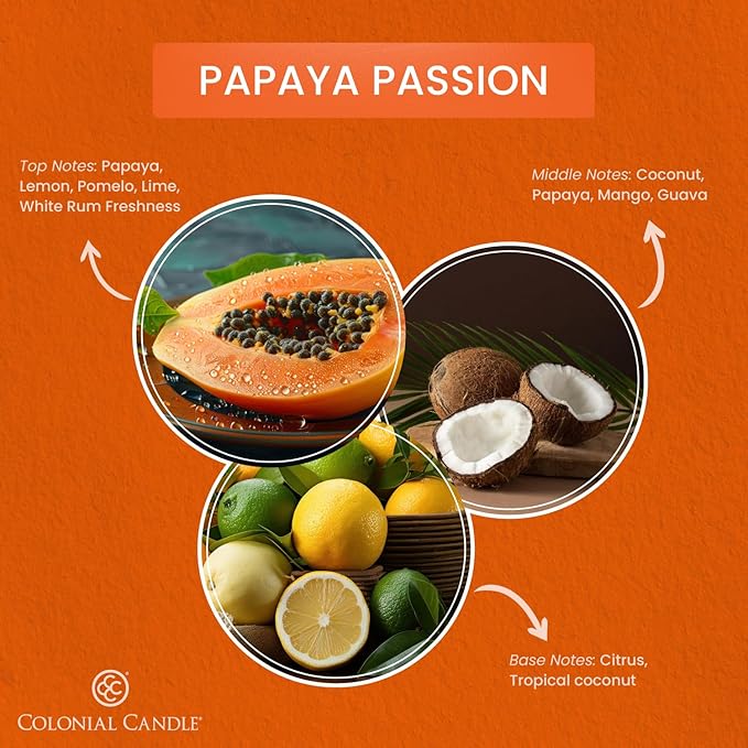 Colonial Candle Papaya Passion Scented Candle Jar, Highly Fragranced Candles - Image 2