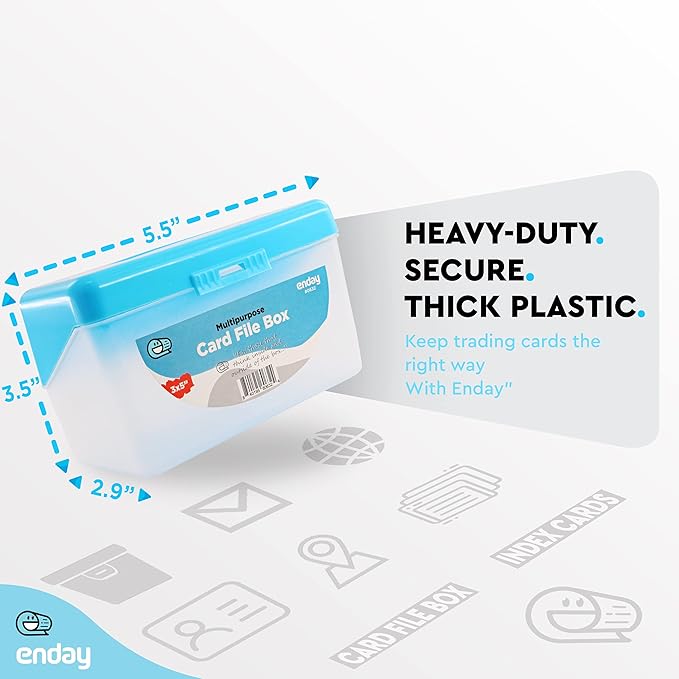 Enday Index Card Holder, 3x5 Note Flash Card Organizer Case, Stackable Index Card File with flip top, Recipe Purple, Red, Green, Blue, Grey, Pink Holder, Holds 250 Cards, Multicolor (6 Pack)