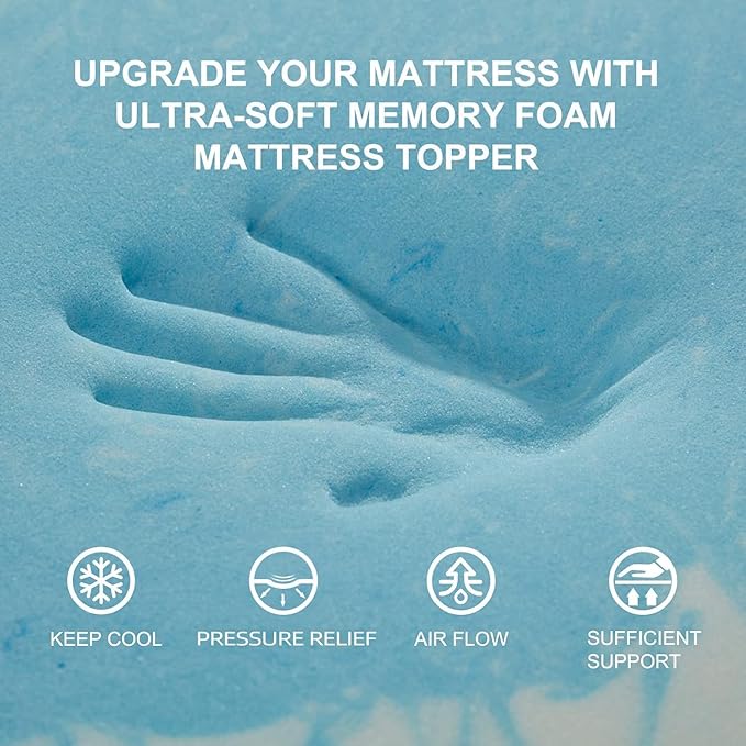 SINWEEK Mattress Topper Memory Foam Mattress Topper 1.5 Inch Queen Soft - Image 3