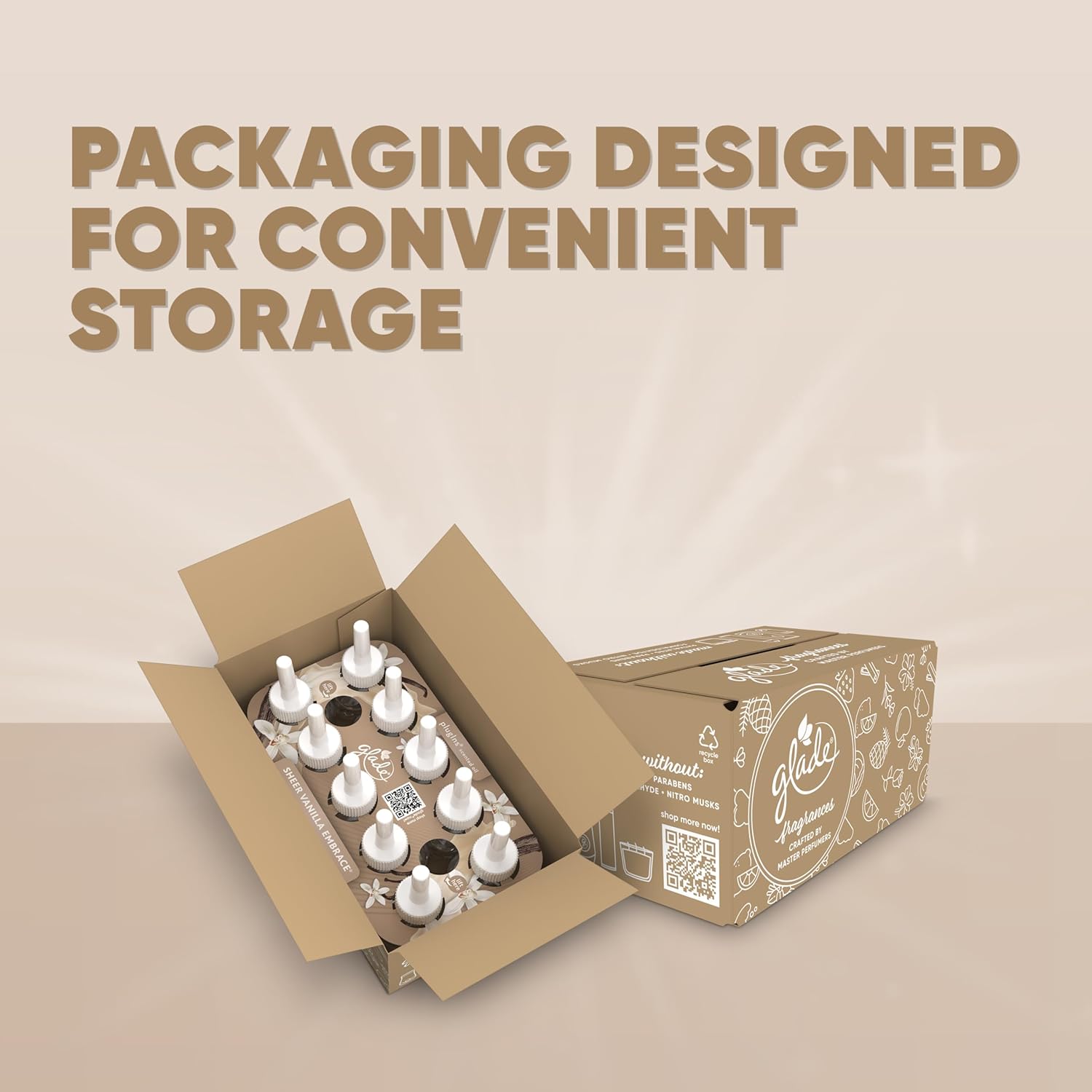 Glade PlugIns Refills Air Freshener, Sheer Vanilla Embrace, Scented and Essential Oils for Home and Bathroom, 0.67 Fl Oz, 10 Count