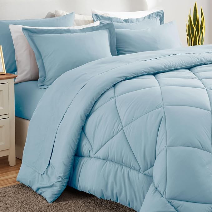 CozyLux Queen Comforter Set Light Blue - Image 8