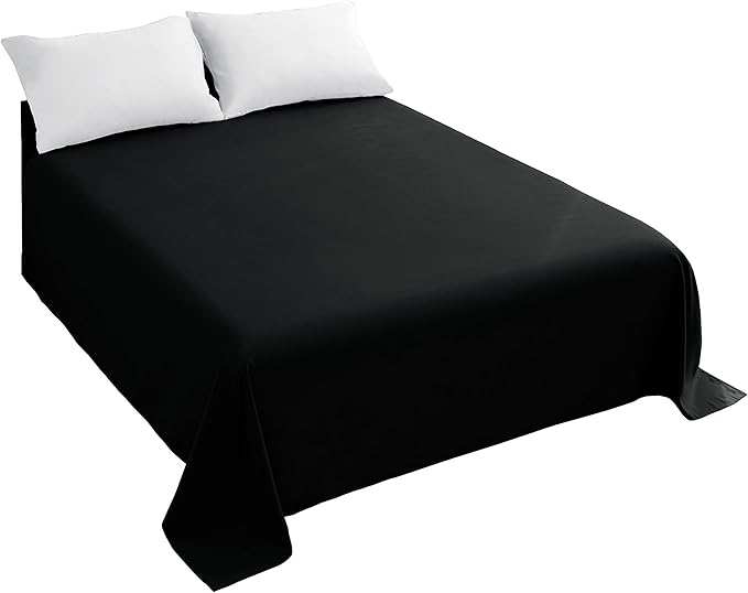Sfoothome California King Flat Sheet Black Top Sheet, Premium Hotel 1-Piece by Sfoothome