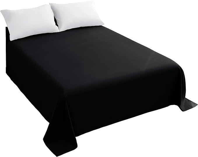 Sfoothome Twin Flat Sheet Black Top Sheet, Premium Hotel 1-Piece, Luxury and by Sfoothome