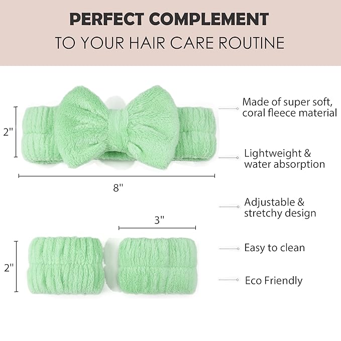 Ayesha Green Spa Headband and Wristband Set - Image 2
