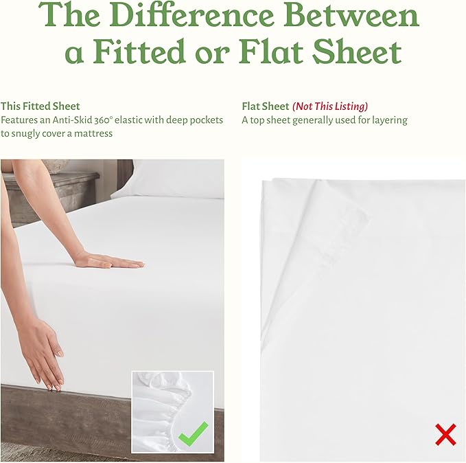 California Design Den 100% Organic Twin Fitted Only, Percale Cotton Fitted Sheet - Image 5