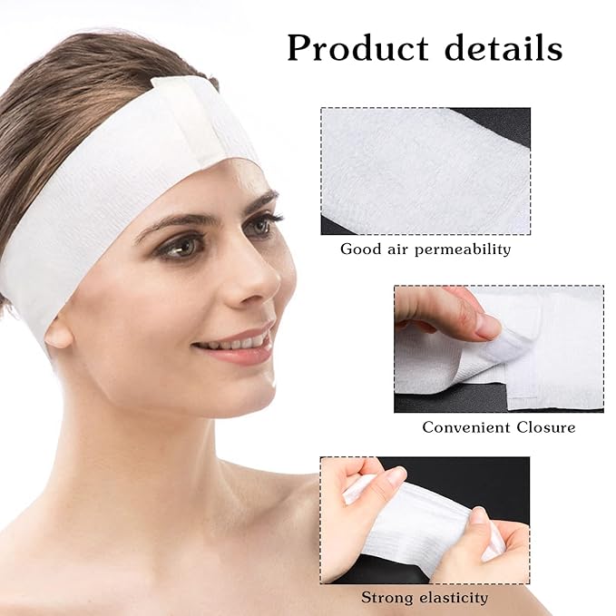 Pimoys 60 Count Spa Headband for Women Disposable Skincare Headbands for - Image 4
