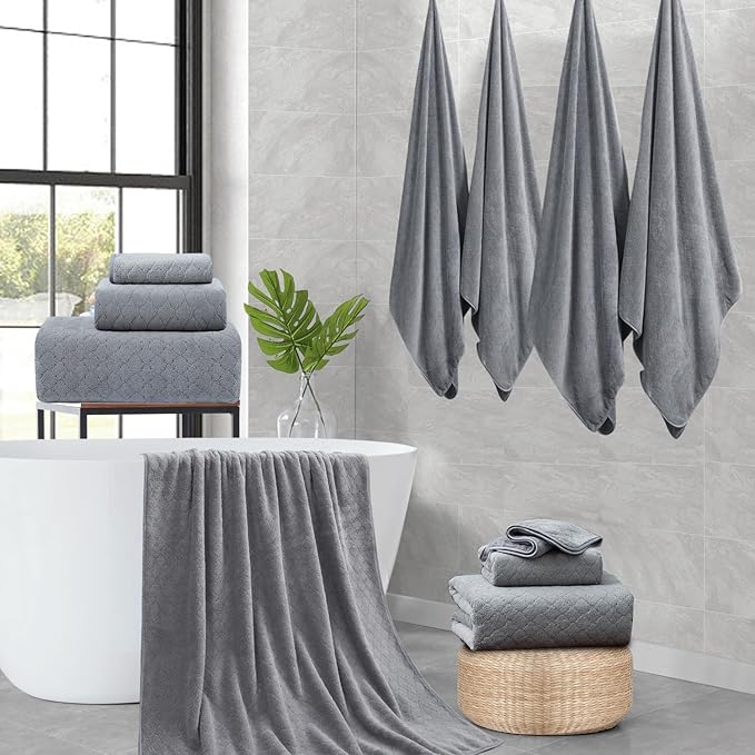 Ycosy 8-Piece Bath Towels Set, 2 Oversized Bath Sheet, 2 Hand Towels and 4 - Image 9