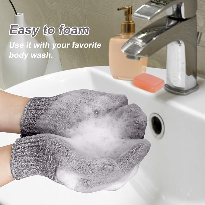 MIG4U Shower Exfoliating Scrub Gloves, Bathing Gloves Body Wash Dead Skin - Image 5