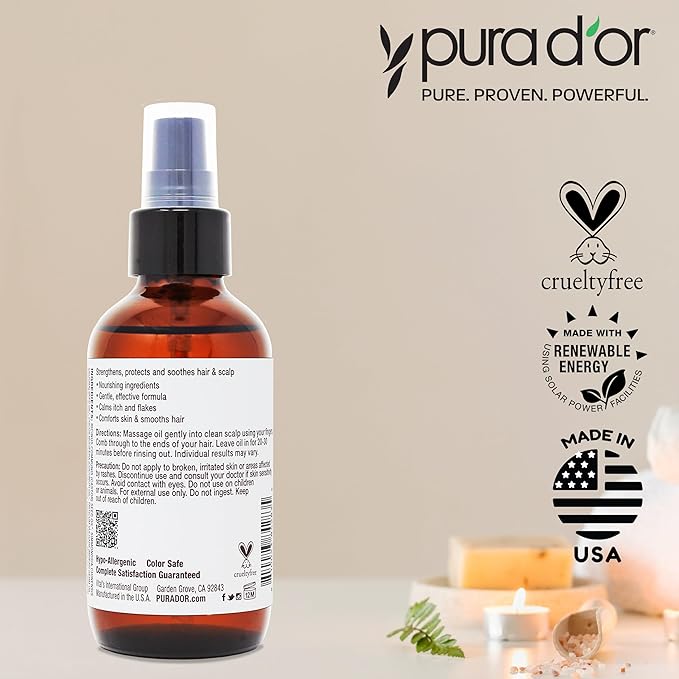 PURA D'OR Scalp & Hair Strengthening Oil Supports Optimal Growth, Nourish Roots - Image 6