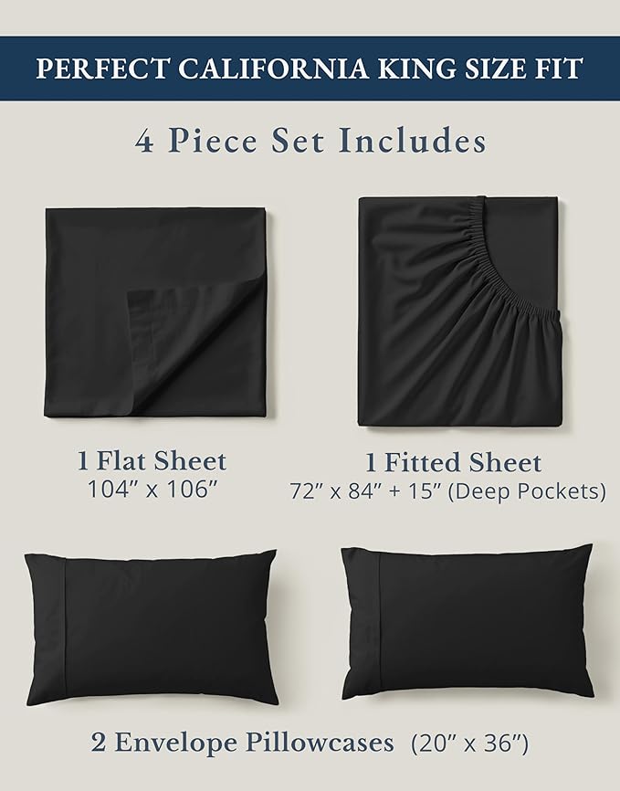 Lane Linen 100% Organic Cotton California King Sheets Set, 4-Piece Pure Organic - Image 4