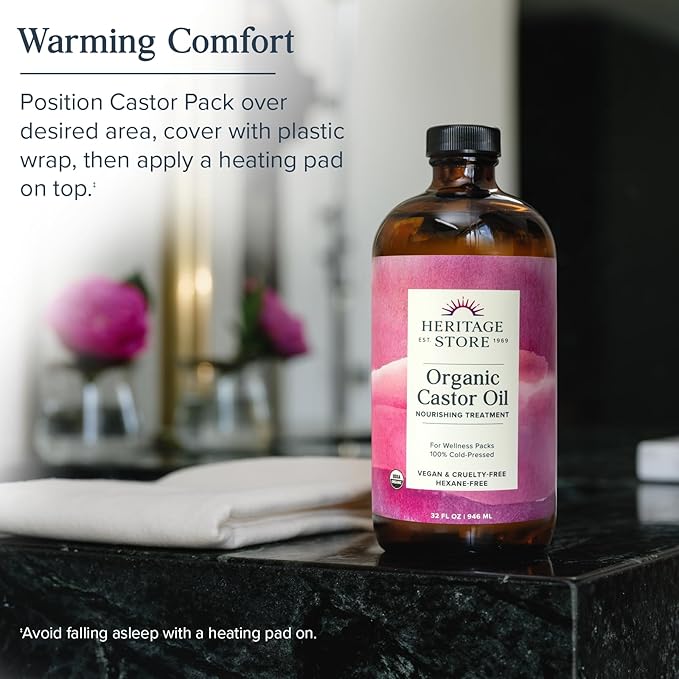 HERITAGE STORE Organic Castor Oil Pack Wrap Kit - Image 3