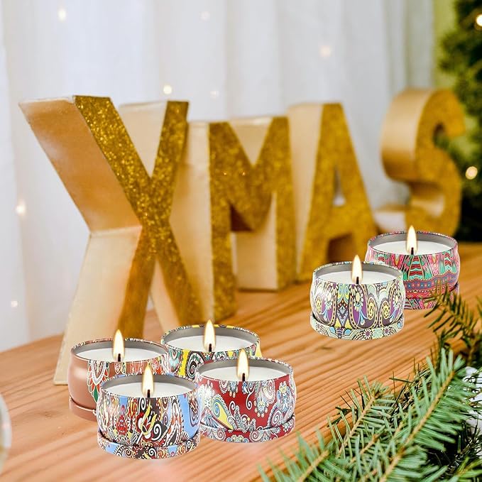 WPONSZU Scented Candles Gifts Set 24 Pack Soy Wax Travel Tin Jar Candles - Image 7