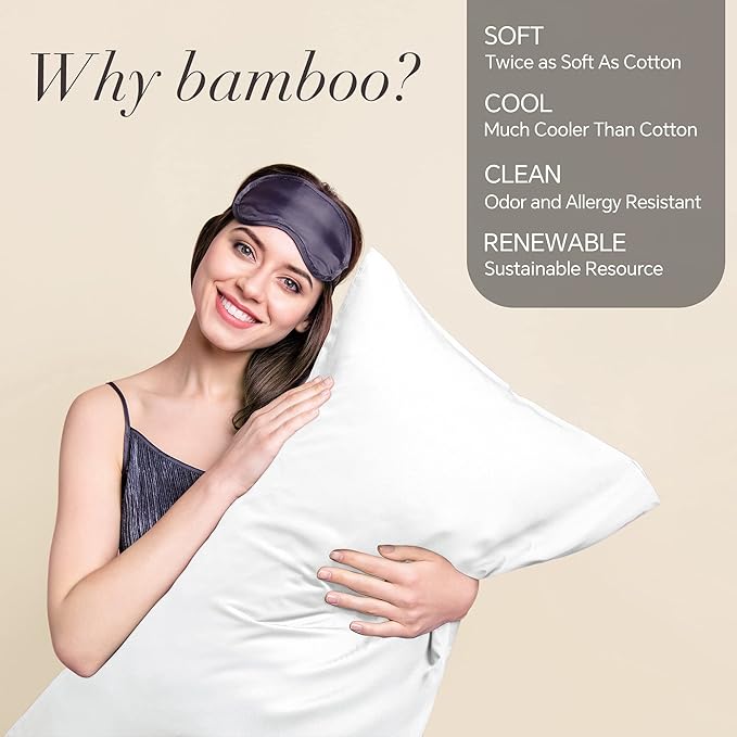 BEDELITE White Pillow Cases Queen Size Set of 2, Rayon Derived from - Image 2