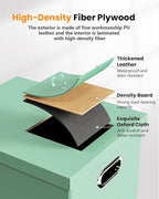 Oterri 2 Pack File Storage Organizer Box,Portable File Box with Lid,Fit for Letter/Legal File Folder Storage, Mint-green(Leather)