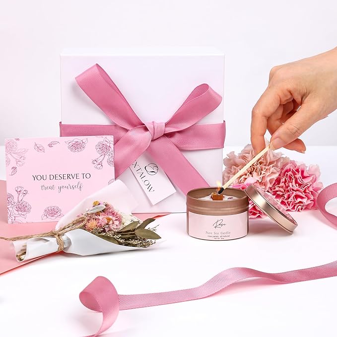 EXTALOW Spa Gifts for Women Bath and Body Gift Baskets Mothers Day Gift Rose - Image 8