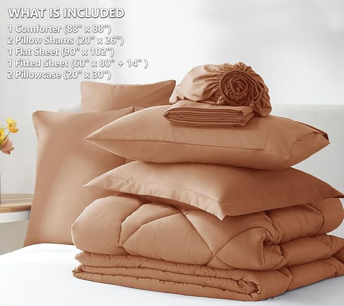 CozyLux Queen Comforter Set Pumpkin - Image 6