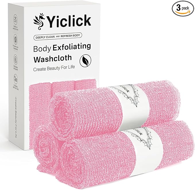 Yiclick Exfoliating Washcloth Towel- Exfoliating Body Scrubber Exfoliator by YiclickCreateBeautyforLife