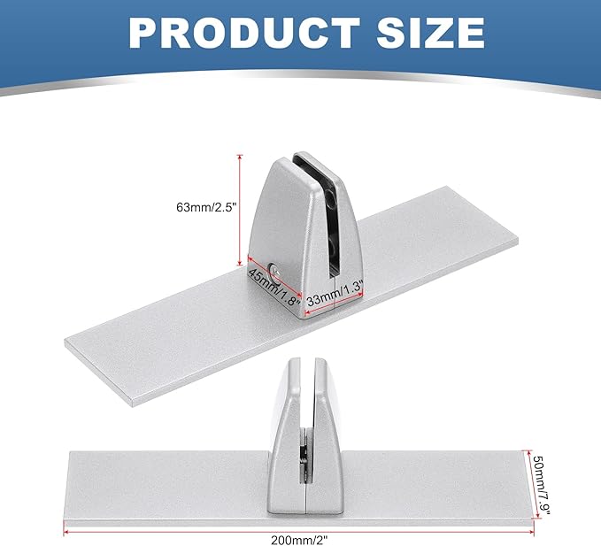 PATIKIL 1.8x1.3x2.5" Desk Divider Support Clamp, 2 Pcs Aluminum Desk Shield Clamp Desk Divider Partition Clamp Sneeze Guard Clamp Bracket for Office Home Desk Panel, Silver