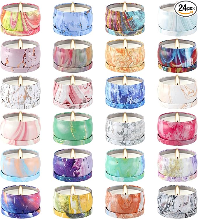WPONSZU Scented Candles Gifts Set 24 Pack Soy Wax Travel Tin Jar Candles by WPONSZU