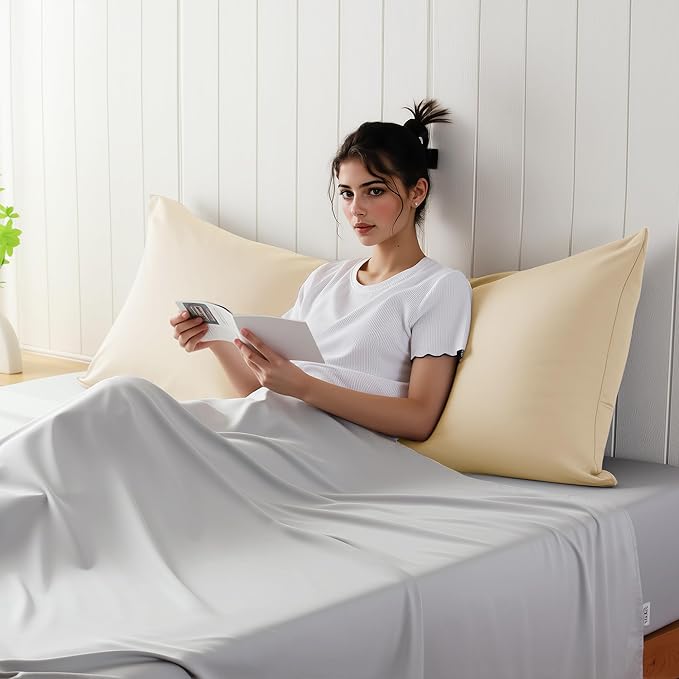 1 Pack Body Size Bamboo Viscose Zippered Pillow Case, 400 Thread Count Cooling - Image 3