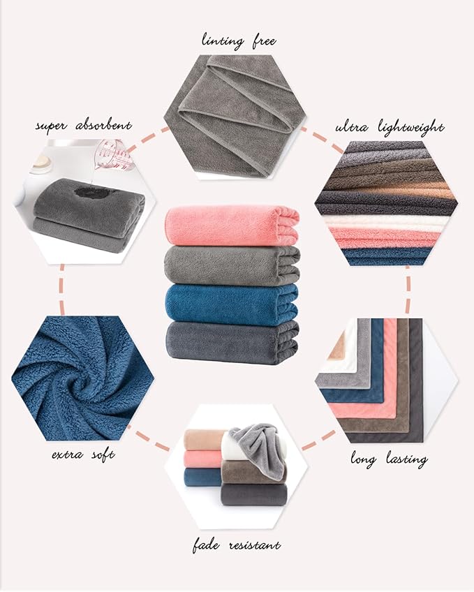 Lumimi 8-Piece Soft Microfiber Towel Set Incredibly Absorbent Lightweight Quick - Image 4