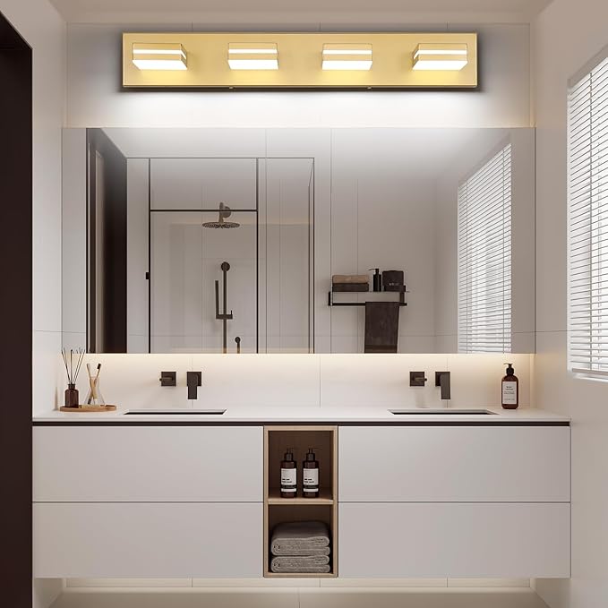 SineRise LED Modern Bathroom Vanity Light Fixtures, Matte Gold Modern Acrylic - Image 7