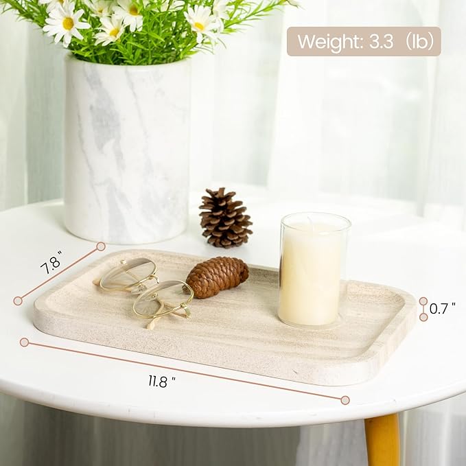 Karibiber Marble Vanity Tray, Bathroom Tray Countertop, Decorative Dresser - Image 3