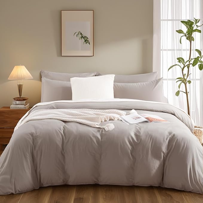 NEXHOME PRO Duvet Cover Set Kids Twin Size Linen Look Textured Organic Natural - Image 3