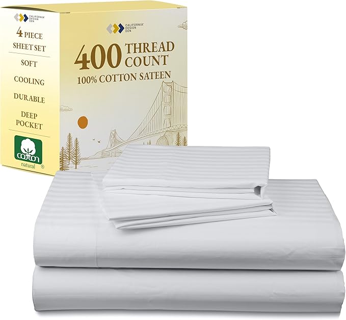 California Design Den Soft 100% Cotton King Sheet Set, 400 TC Good Housekeeping by CaliforniaDesignDen