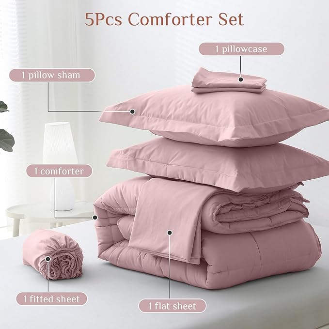 JOLLYVOGUE Twin XL Comforter Set, Ultra-Soft Bed in a Bag Twin XL Size 5 Pieces - Image 5