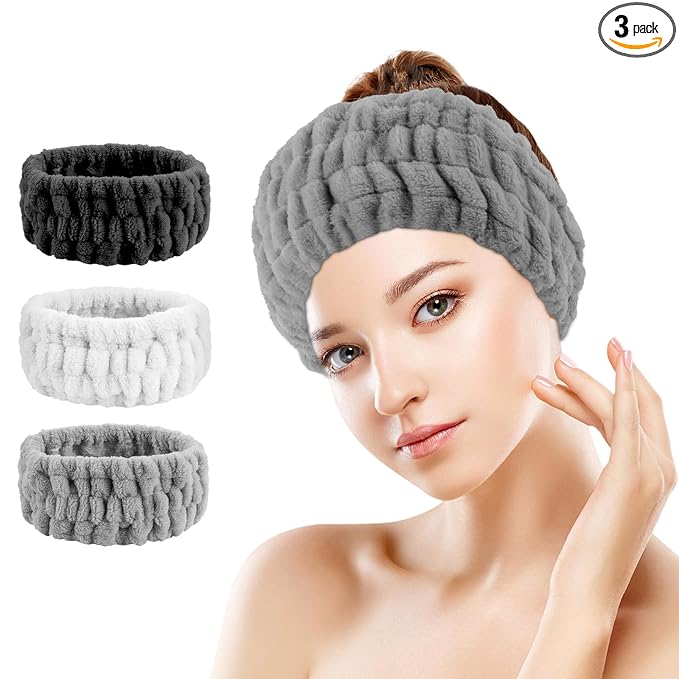 3PCS Spa Headband for Women – Soft Terry Cloth Hairband for Facial Makeup by Unknown