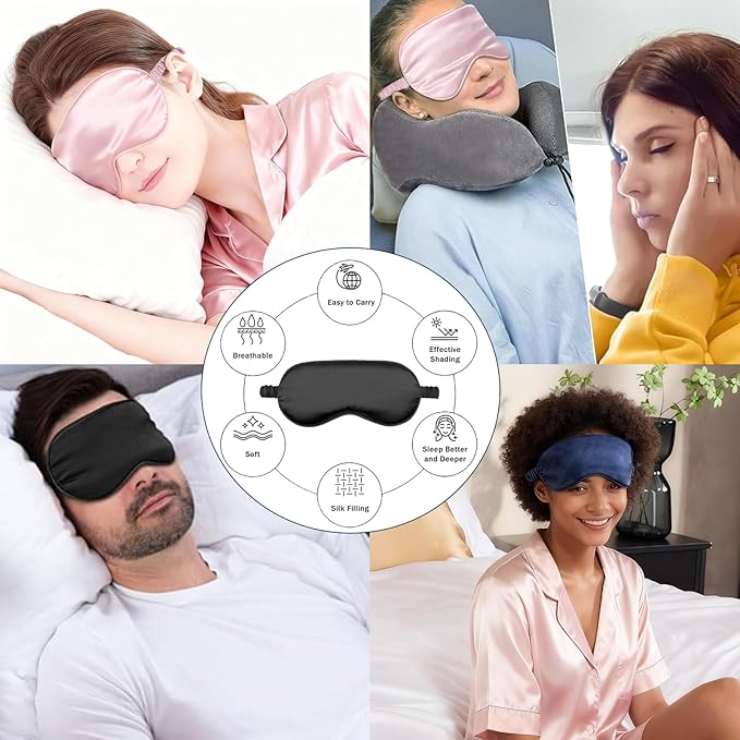 4Pcs Silk Sleep Masks Satin Eye Mask Silky Eyes Cover Blindfold Eyeshade - Image 3