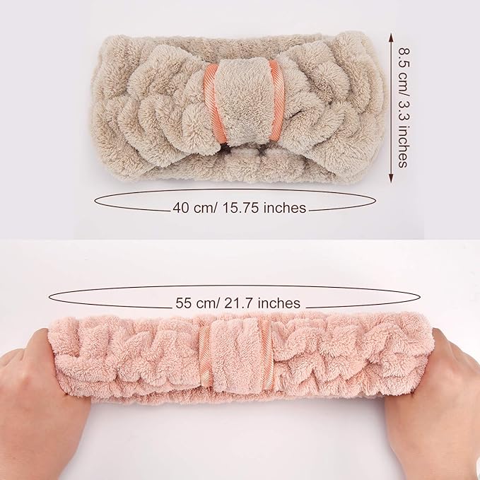 WILLBOND 4 Pack Microfiber Headbands Spa Facial Headbands Makeup Head bands - Image 2