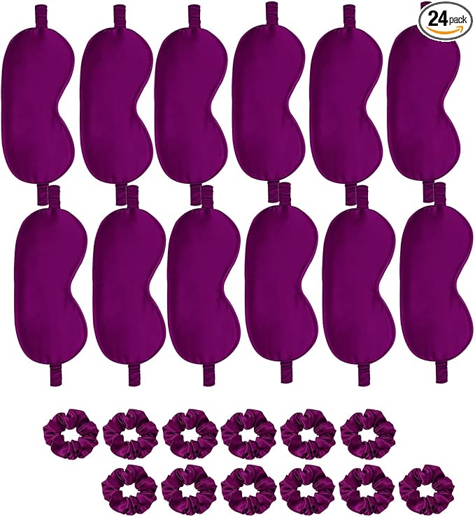 24Pcs Satin Eye Mask Silk Sleep Masks Silky Eyes Cover Blackout Blindfold by WJingYiJia