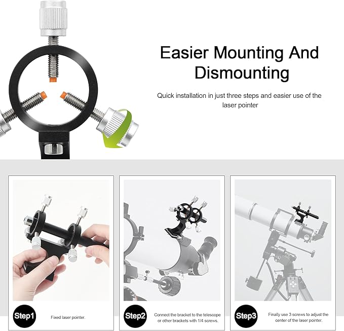 Astromania Aluminum Alloy Adjustable Laser Finder Scope Mounting Bracket with 1/4 Screw- 30mm Inside Diameter (Pair) - for Astronomy Laser Pointer