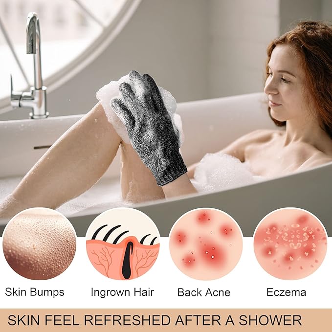 MIG4U Shower Exfoliating Scrub Gloves, Bathing Gloves Body Wash Dead Skin - Image 4
