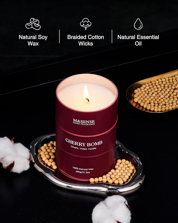 M&SENSE Cherry Bomb Scented Candles, Large Sweet Candle - Image 3