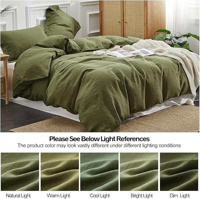 Simple&Opulence 100% Linen Duvet Cover Set 3pcs Basic Style Natural French - Image 6