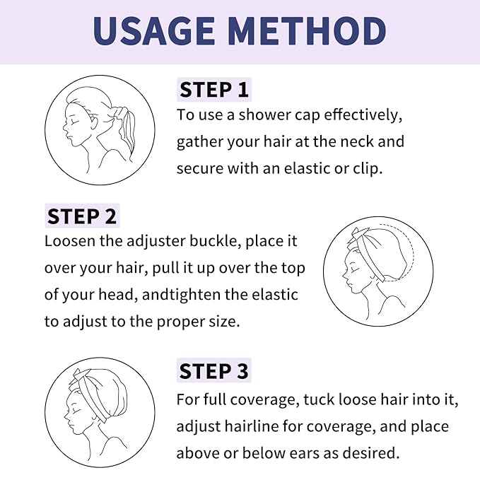3 PCS Shower Caps for Women, Upgrade Comfortable & Extra Large & Double Layers - Image 7