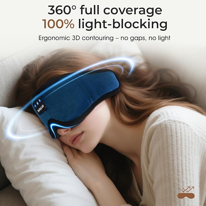 Sleep mask Headphones, 100% Blackout 3D Zero Eye Pressure Bluetooth Sleep mask - Image 2