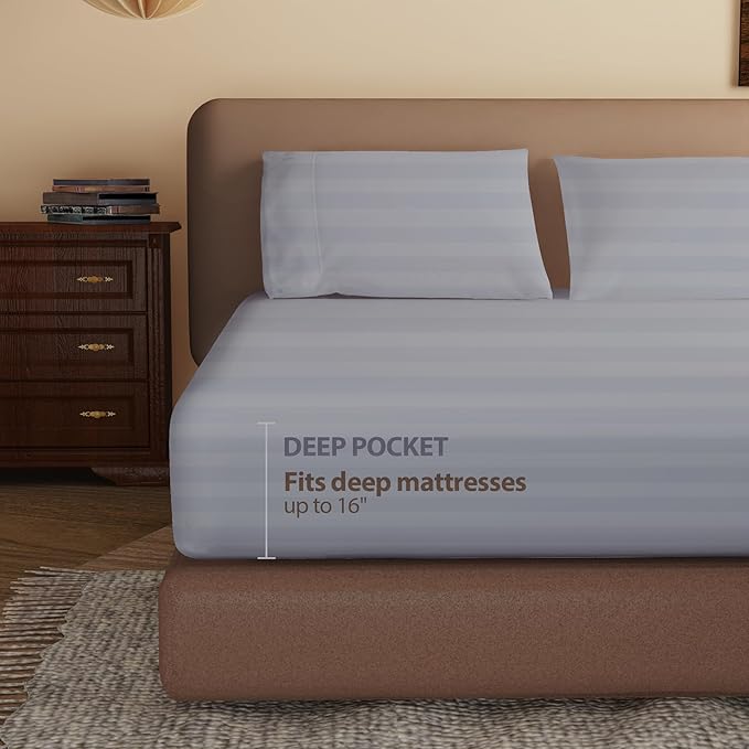 100% Egyptian Cotton Fitted Sheet Full Size, 600 Thread Count, Single Fitted - Image 3
