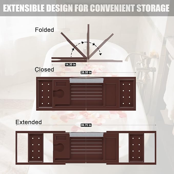 Bathtub Tray Caddy, Expandable Bath Trays - Image 4