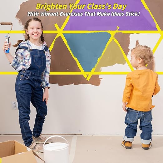 4 Rolls Yellow Painters Tape Bulk 4 inch x 60 Yards, Total 240 Yd, Painters Masking Tape No Residue Wall Painting Tape Artist Tape Trim Edge Finishing Tape for Wall Painting Decoration DIY Supplies